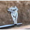 1.5ct Three-stone Pear Cut Halo Engagement Ring