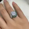 Vintage 3.8ct Halo Round Cut White Sapphire Engagement Ring