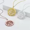 Name Engraving Family Tree Disc Pendant Necklace