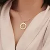 Name Engraving Family Tree Disc Pendant Necklace