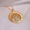Name Engraving Family Tree Disc Pendant Necklace