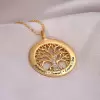 Name Engraving Family Tree Disc Pendant Necklace