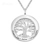 Name Engraving Family Tree Disc Pendant Necklace