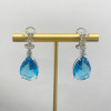 22ctw Pear Cut Aquamarine Vintage Drop Earrings