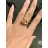 6ct Cushion Cut Yellow Sapphire Three Stone Engagement Ring