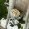 12ct Radiant Cut Yellow Sapphire Bold Engagement Ring
