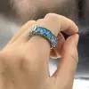 14ctw Emerald Cut Aquamarine Eternity Ring