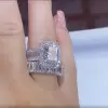 4ct Radiant Cut White Sapphire 2pcs Bridal Set