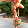 7ctw Emerald Cut Bicolor Tourmaline Garden Pendant Necklace