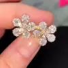 7.5ct Pear Cut White Sapphire Flower Stud Earrings in Gold