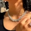 Pear Cut White Sapphire Flower Statement Necklace