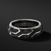 Geommetric Lines Forged Carbon Men's Ring in Sterling Silver