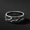 Geommetric Lines Forged Carbon Men's Ring in Sterling Silver