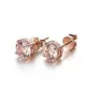Round Cut White Sapphire Stud Earrings in Rose Gold