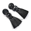 Bohemian Style Long Tassel Statement Earrings-Black