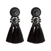 Bohemian Style Long Tassel Statement Earrings-Black