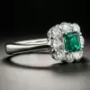 Handmade Emerald Halo Sapphire Ring