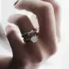Handmade Twist Round Cut Created White Sapphire Ring Set