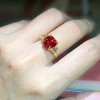 4ct Cushion Cut Ruby Three-Stone Engagement Ring in Gold