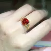 4ct Cushion Cut Ruby Three-Stone Engagement Ring in Gold