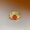 4ct Cushion Cut Ruby Three-Stone Engagement Ring in Gold