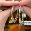 White Sapphire Dangle Statement Hoop Earrings
