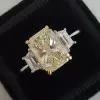 Handmade Fancy Yellow Sapphire Three -stone Engagement Ring