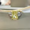 Handmade Fancy Yellow Sapphire Three -stone Engagement Ring