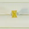 Handmade Fancy Yellow Sapphire Three -stone Engagement Ring