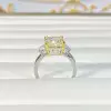 Handmade Fancy Yellow Sapphire Three -stone Engagement Ring