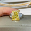 Handmade Fancy Yellow Sapphire Three -stone Engagement Ring
