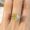 Handmade Fancy Yellow Sapphire Three -stone Engagement Ring