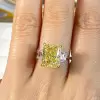 Handmade Fancy Yellow Sapphire Three -stone Engagement Ring