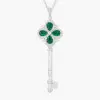 6ctw Pear Cut Emerald Flower Key Pendant Necklace