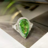 14.5ct Pear Cut  Fancy Green Sapphire Engagement Ring