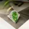 14.5ct Pear Cut  Fancy Green Sapphire Engagement Ring