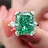 8.5ct Radiant Cut Green Sapphire Engagement Ring