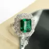 6ct Emerald Double Halo Engagement Ring