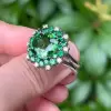 5.6ct Halo Cushion Cut Peridot Engagement Ring