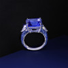 13ct Princess Cut Sapphire Bold Paved Cocktail Ring