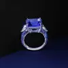 13ct Princess Cut Sapphire Bold Paved Cocktail Ring