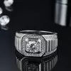 2ct Halo Round Cut White Sapphire Men's Ring