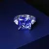 13ct Princess Cut Sapphire Bold Paved Cocktail Ring