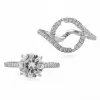 Handmade Insert Halo Design Round Cut Sterling Silver Ring Set