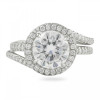 Handmade Insert Halo Design Round Cut Sterling Silver Ring Set