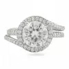 Handmade Insert Halo Design Round Cut Sterling Silver Ring Set