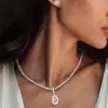 White Sapphire Tennis Necklace with Pendant