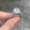 Halo Cushion Cut Sterling Silver Engagement Ring