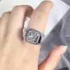 2ct Halo Round Cut White Sapphire Men's Ring