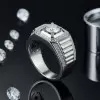 2ct Halo Round Cut White Sapphire Men's Ring
